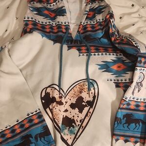 Southwestern Hoodie with Heart and Horse Design